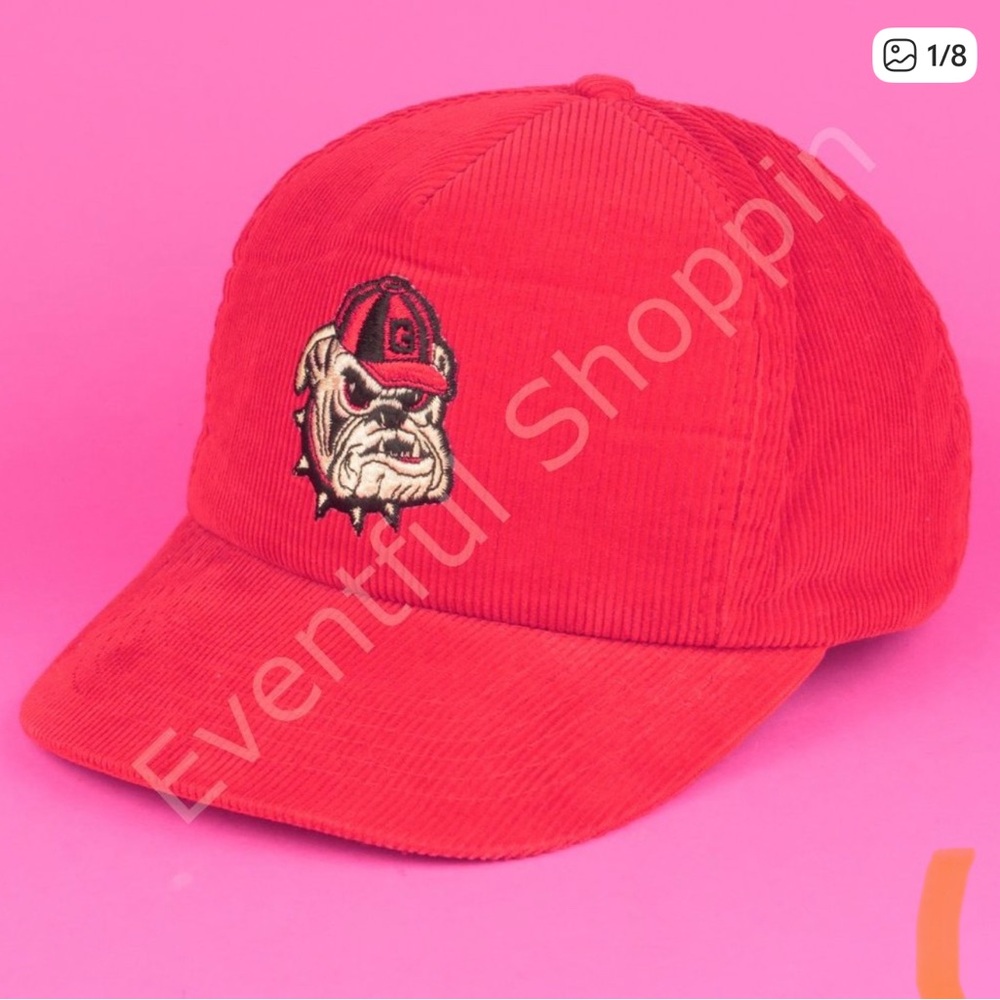 Vintage Georgia Bulldogs Hat Mens OS Red Snapback Corduroy UGA 1980s